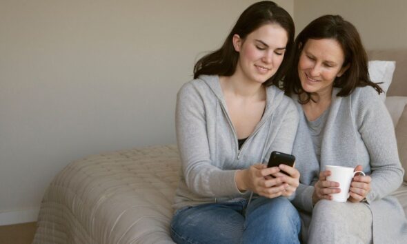 Dvije žene gledaju telefon