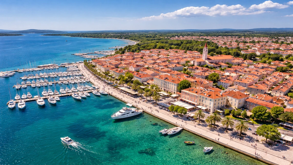 Biograd na Moru pogled na gradsku marinu i obalu