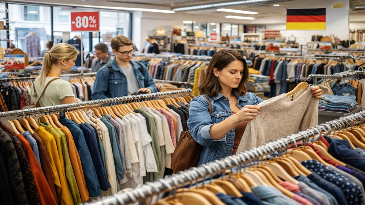 Kupci pregledavaju rabljenu odjeću u second hand trgovini u Njemačkoj