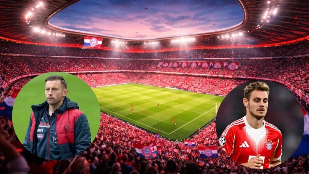 Ilustracija Allianz Arene s Ivicom Olićem i Josipom Stanišićem