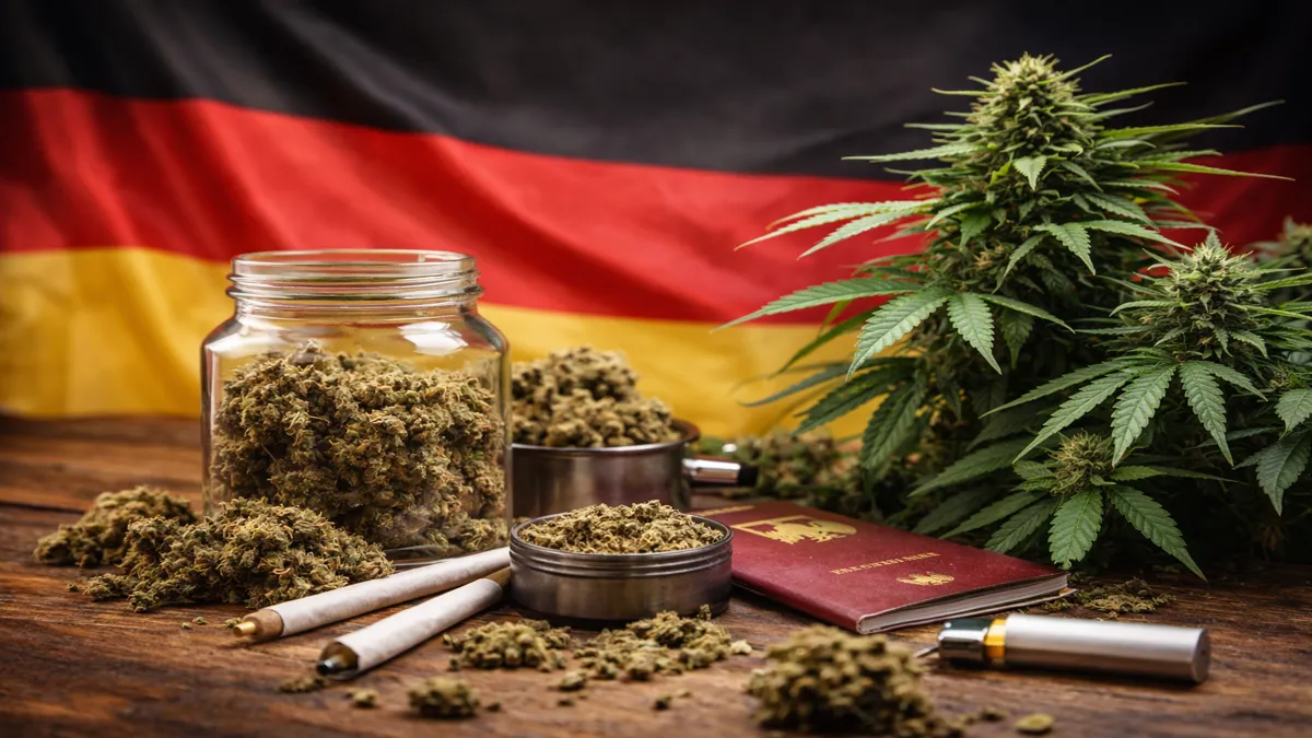 Kanabis i proizvodi od konoplje na stolu u kontekstu Njemačke
