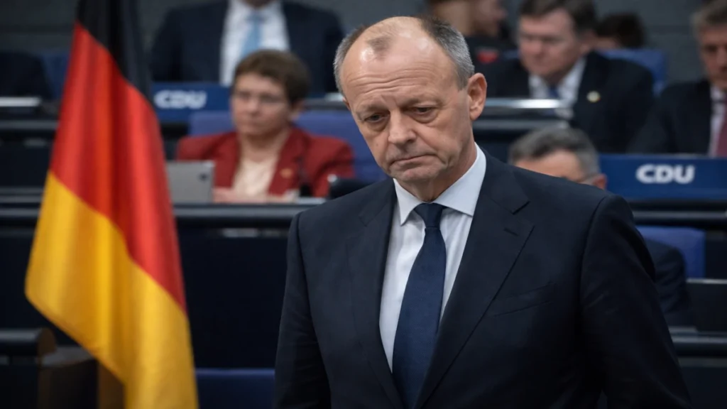 Friedrich Merz u Bundestagu s ozbiljnim izrazom lica tijekom rasprave