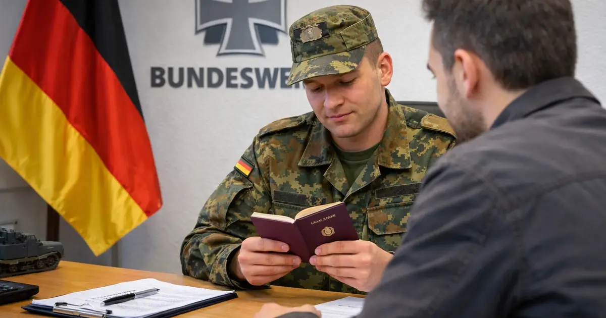 Njemački vojnik Bundeswehra provjerava dokumente građanina