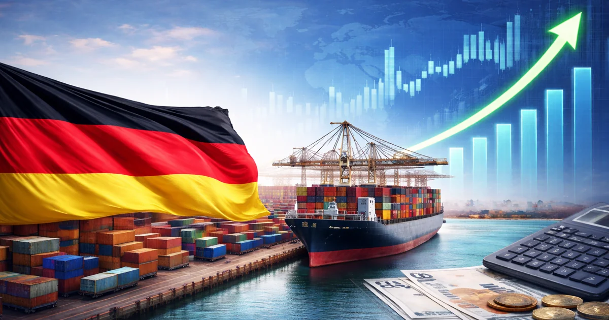Kontejnerska luka s teretnim brodom kao simbol njemačkog izvoza
