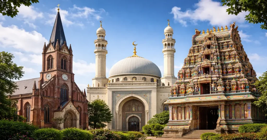 Različiti vjerski objekti u Njemačkoj u istom urbanom prostoru