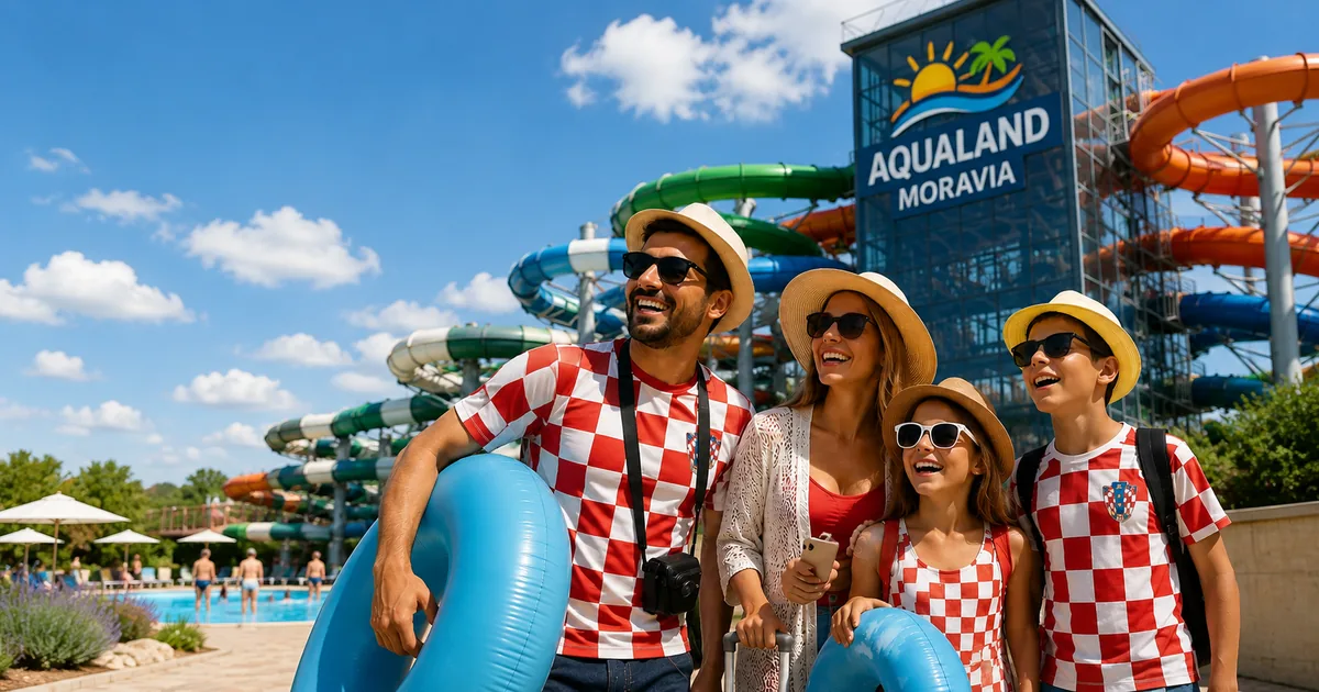 Hrvatska obitelj tijekom odmora u vodenom parku Aqualand Moravia u Češkoj.