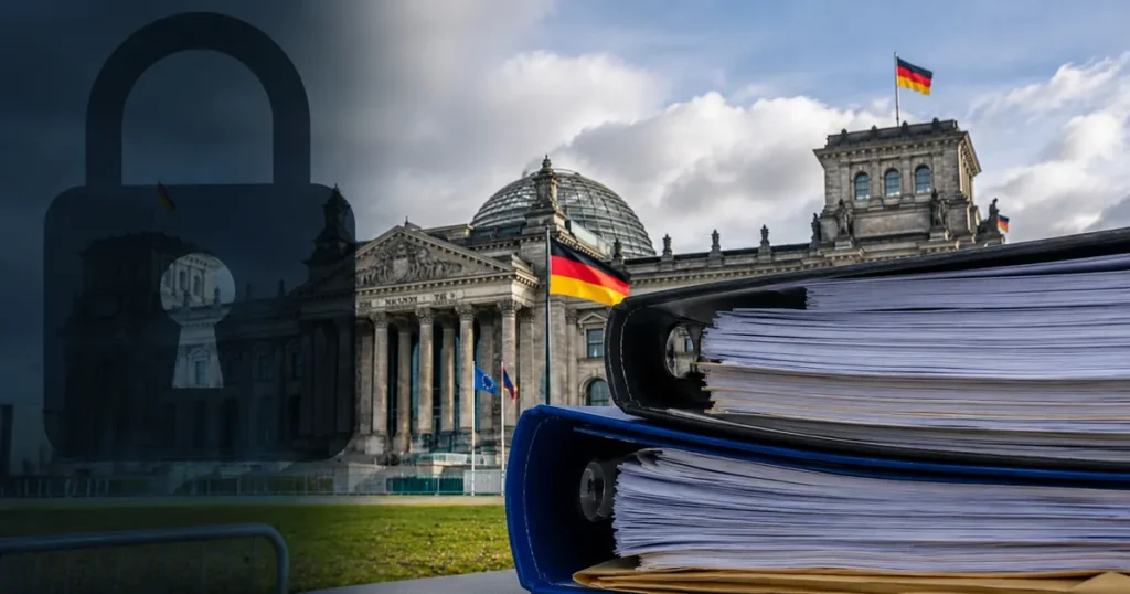 Reichstag i registratori s dokumentima simboliziraju planirane izmjene njemačkog Zakona o slobodi pristupa informacijama.