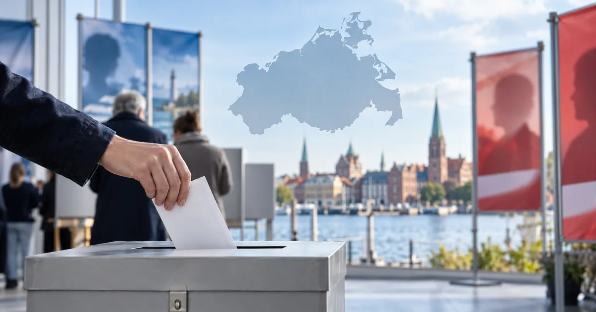 Glasač ubacuje glasački listić u kutiju tijekom izbora u Mecklenburg-Zapadnom Pomorju.