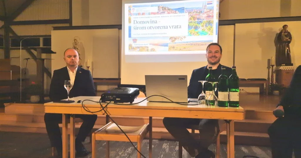 Ministar Ivan Šipić na susretu s hrvatskim iseljenicima u Münchenu 30. listopada 2026., tijekom predstavljanja mjera za povratak u Hrvatsku.